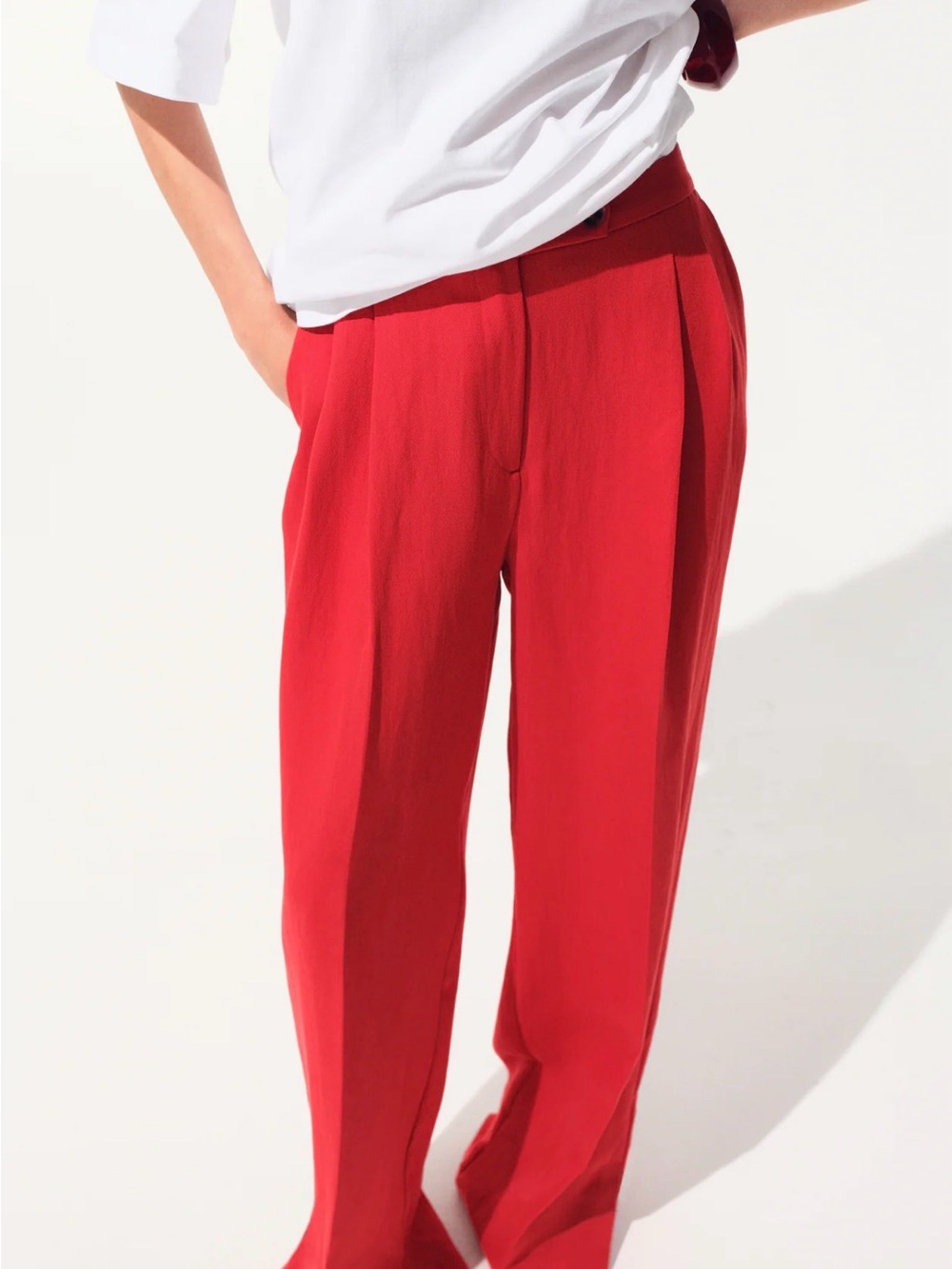 H&M Red Wide-Leg Women's Trousers